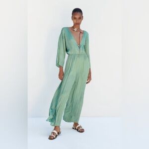Zara Full Length Satin Wrinkle Effect Jumpsuit | M | BNWT